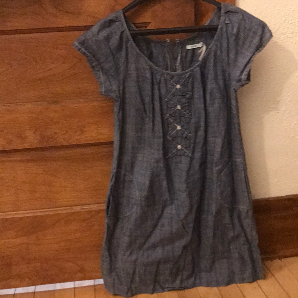 Denim Short Sleeved Mini Dress